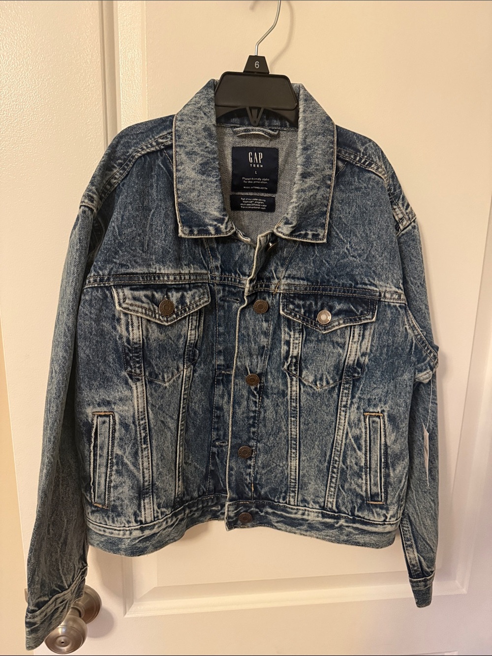 GAP Girls Acid Wash Denim Jacket in Blue